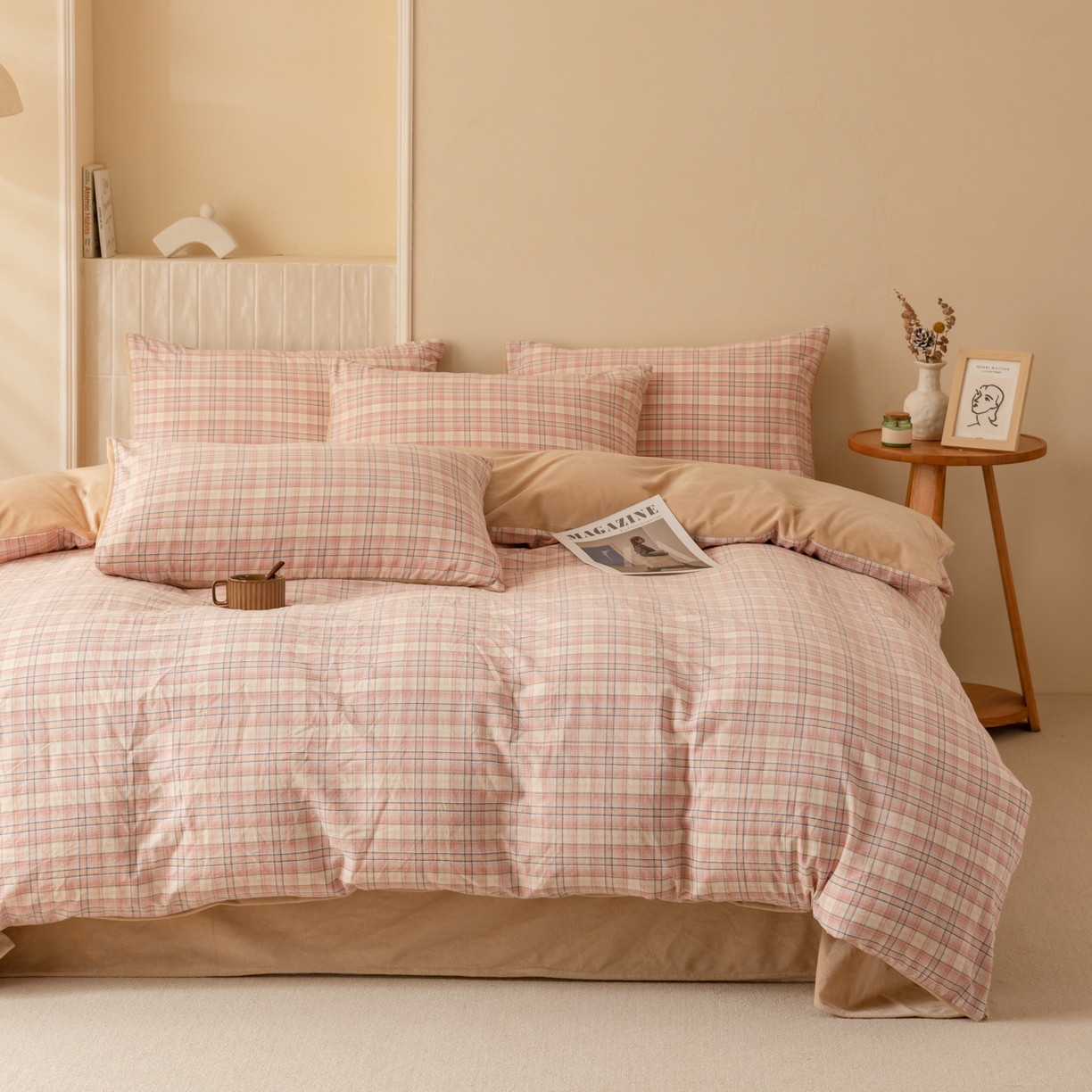 91家纺网 家纺一手货源 找家纺 雯雨家纺 2025新款一面全棉一面牛奶绒可拆洗冬被被子被芯春秋被被子被芯 棉绒-凯利咖