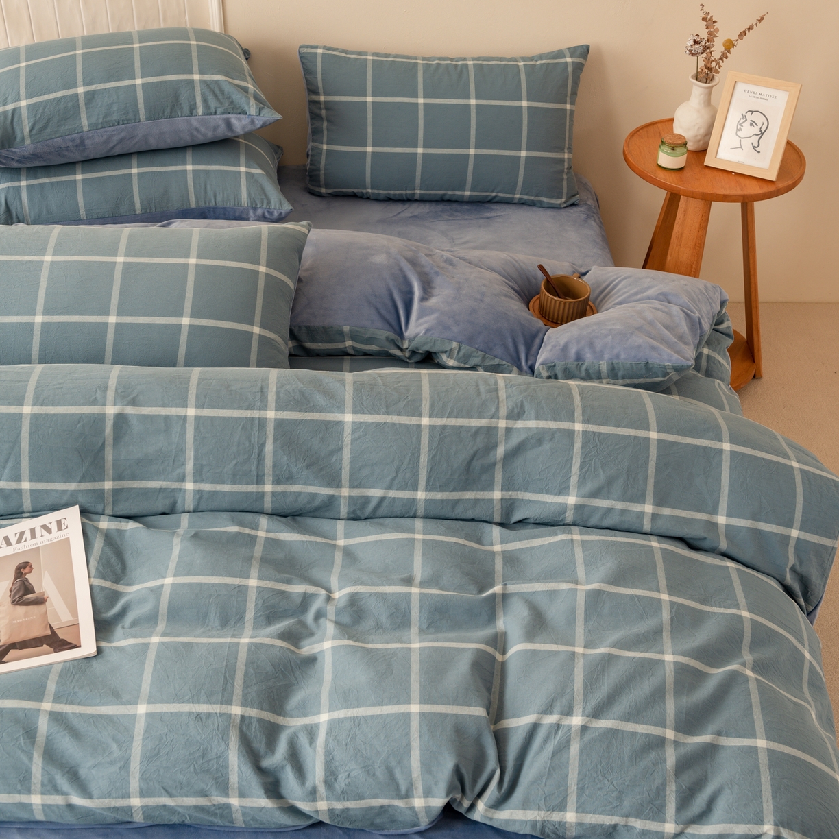 91家纺网 家纺一手货源 找家纺 雯雨家纺 2025新款一面全棉一面牛奶绒可拆洗冬被被子被芯春秋被被子被芯 棉绒-海蓝格