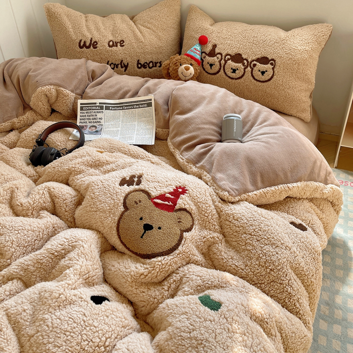 （总）轻奢坊 2025新款软糯可爱ins韩风羊羔绒毛巾绣四件套