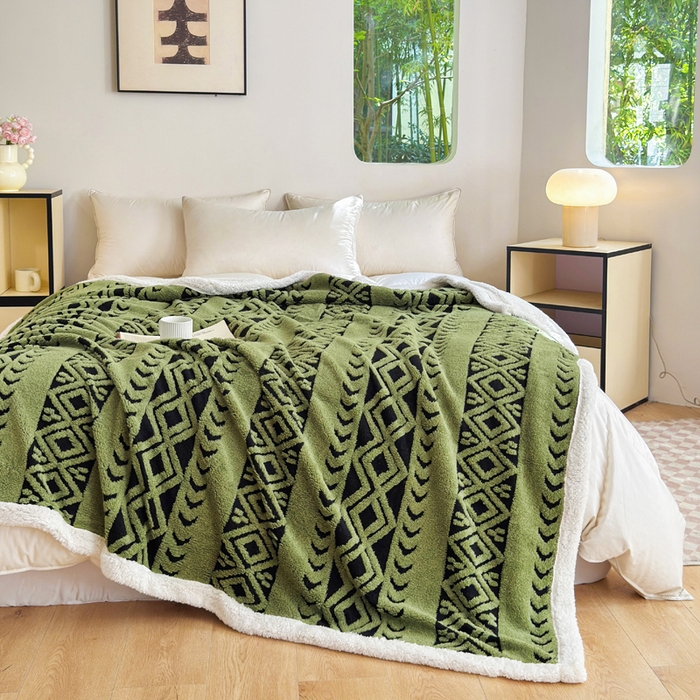 91家纺网 家纺一手货源 找家纺 （总）卡琪曼 2025新款阳离子提花羊羔绒毛毯盖毯毯子