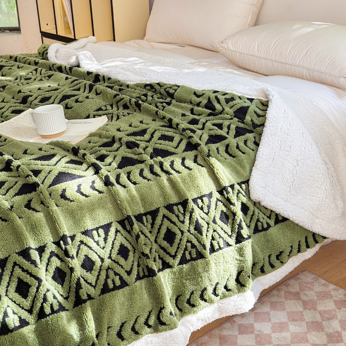 91家纺网 家纺一手货源 找家纺 （总）卡琪曼 2025新款阳离子提花羊羔绒毛毯盖毯毯子