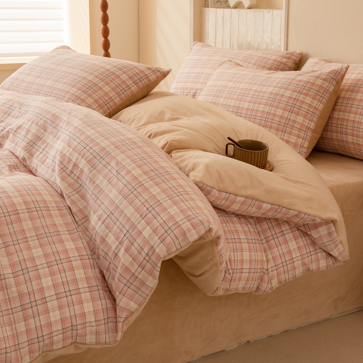 91家纺网 家纺一手货源 找家纺 雯雨家纺 2025新款一面全棉一面牛奶绒可拆洗冬被被子被芯春秋被被子被芯 棉绒-凯利咖