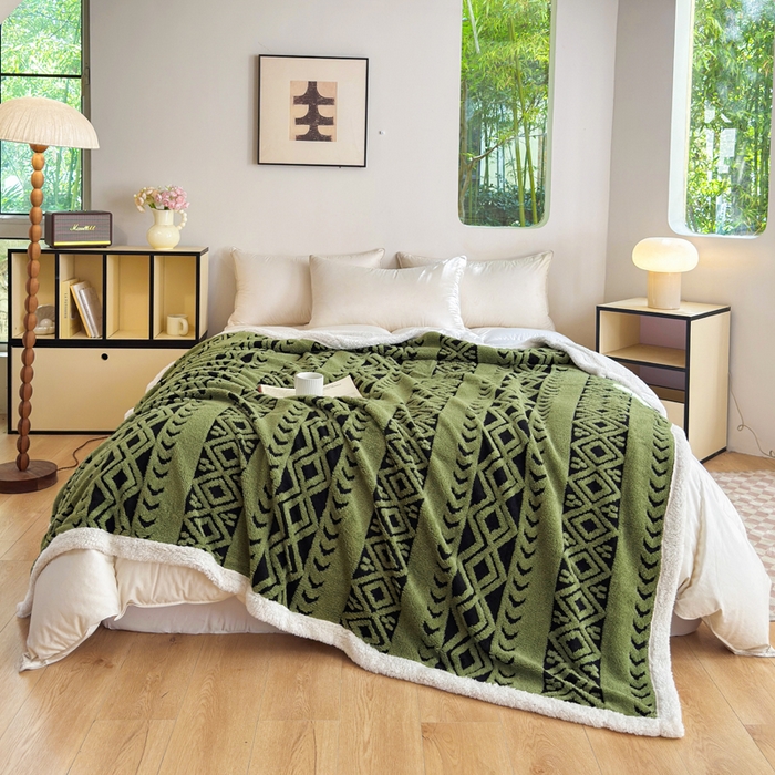 91家纺网 家纺一手货源 找家纺 （总）卡琪曼 2025新款阳离子提花羊羔绒毛毯盖毯毯子