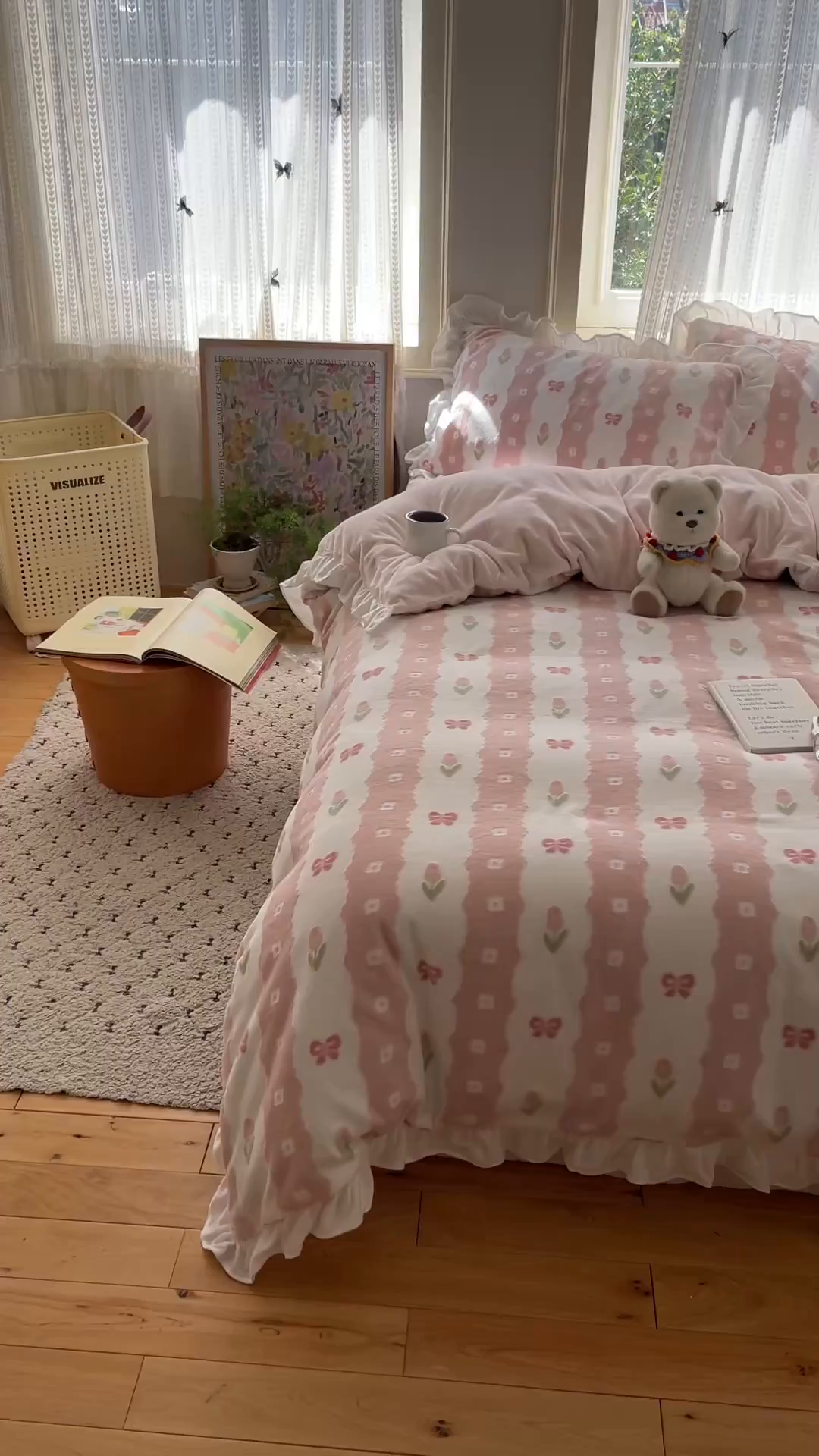 91家纺网 家纺一手货源 找家纺 三朵家纺 2025新款韩系花边雕花绒牛奶绒法莱绒四件套 恋花小经粉