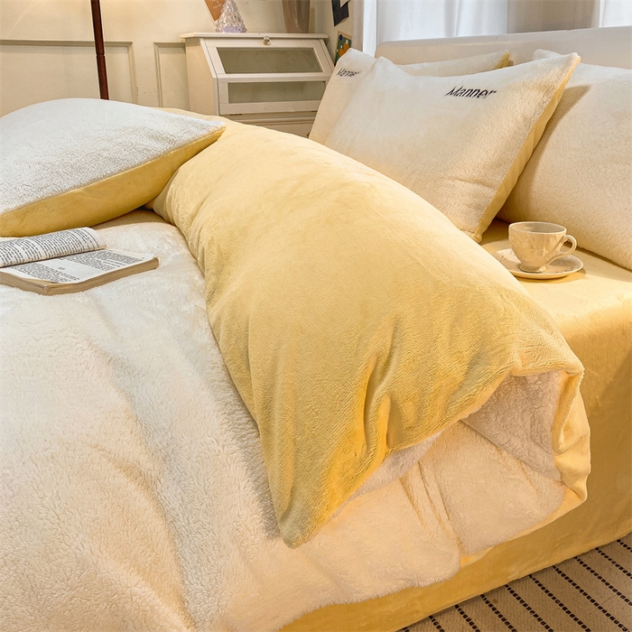 91家纺网 家纺一手货源 找家纺 梦幻之城 2025新款牛奶绒刺绣四件套-凯勒系列A款 凯勒-奶芋色+暖黄