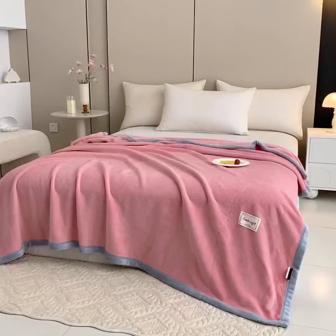 91家纺网 家纺一手货源 找家纺 （总）美伦美焕 2025新款高克重纯色獭獭绒毛毯盖毯