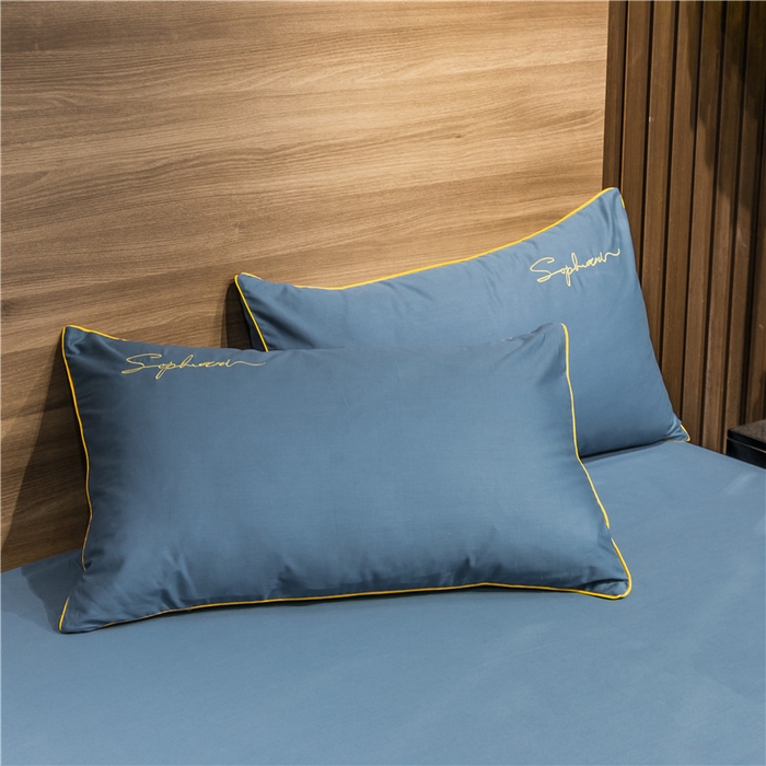 91家纺网 家纺一手货源 找家纺 小叮当家纺仓储工厂店 2025新款(热买家秀不断货)40s贡缎长绒棉纯棉字母款全棉四件套轻奢床上用品 宾利蓝