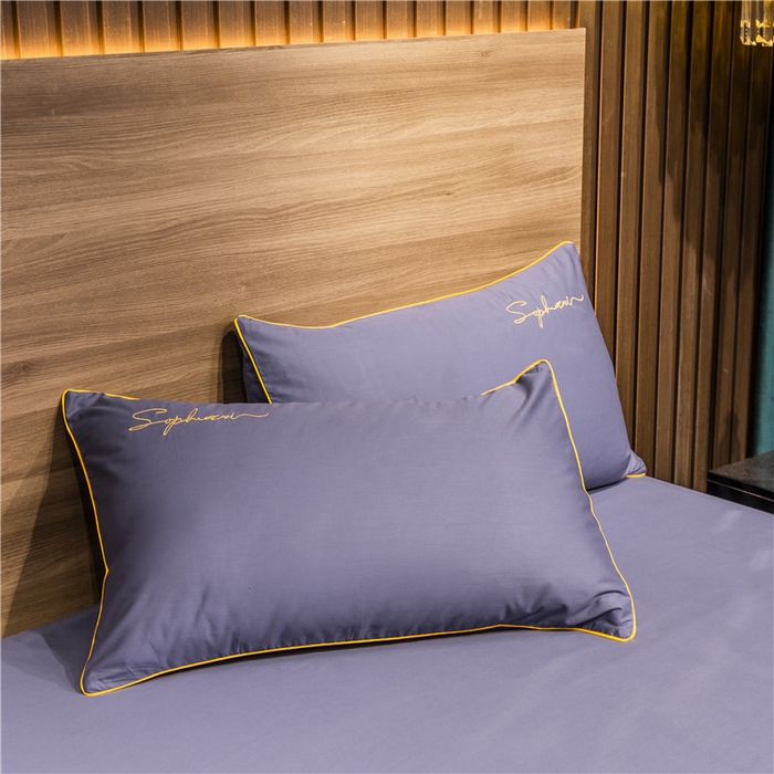 91家纺网 家纺一手货源 找家纺 小叮当家纺仓储工厂店 2025新款(热买家秀不断货)40s贡缎长绒棉纯棉字母款全棉四件套轻奢床上用品 帝王紫