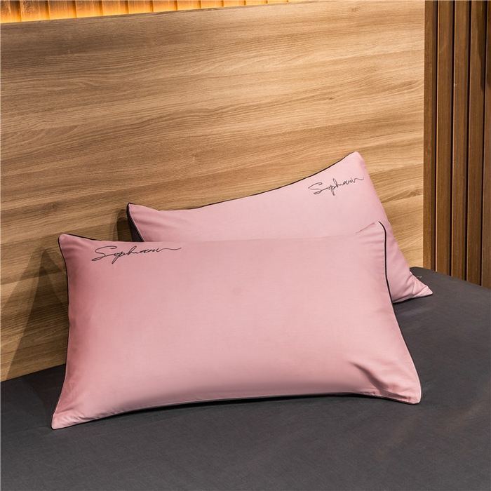 91家纺网 家纺一手货源 找家纺 小叮当家纺仓储工厂店 2025新款(热买家秀不断货)40s贡缎长绒棉纯棉字母款全棉四件套轻奢床上用品 豆沙帝灰