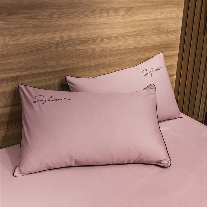 91家纺网 家纺一手货源 找家纺 小叮当家纺仓储工厂店 2025新款(热买家秀不断货)40s贡缎长绒棉纯棉字母款全棉四件套轻奢床上用品 豆沙色