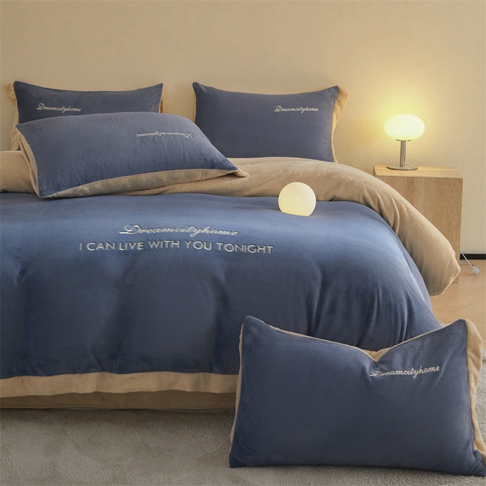 91家纺网 家纺一手货源 找家纺 （总）梦幻之城 2025新款牛奶绒刺绣四件套-安克斯绒A款