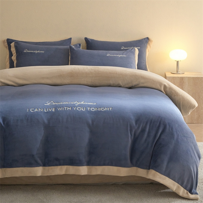 91家纺网 家纺一手货源 找家纺 （总）梦幻之城 2025新款牛奶绒刺绣四件套-安克斯绒A款