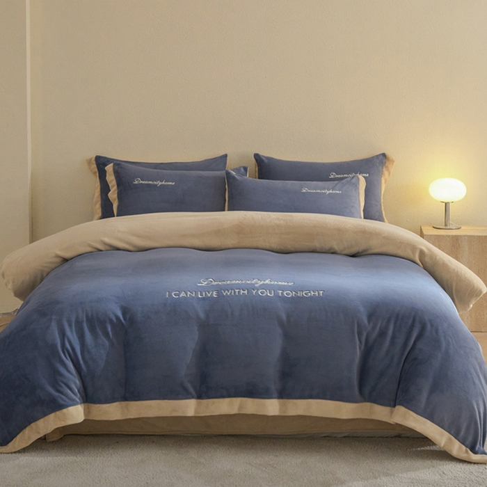 91家纺网 家纺一手货源 找家纺 （总）梦幻之城 2025新款牛奶绒刺绣四件套-安克斯绒A款