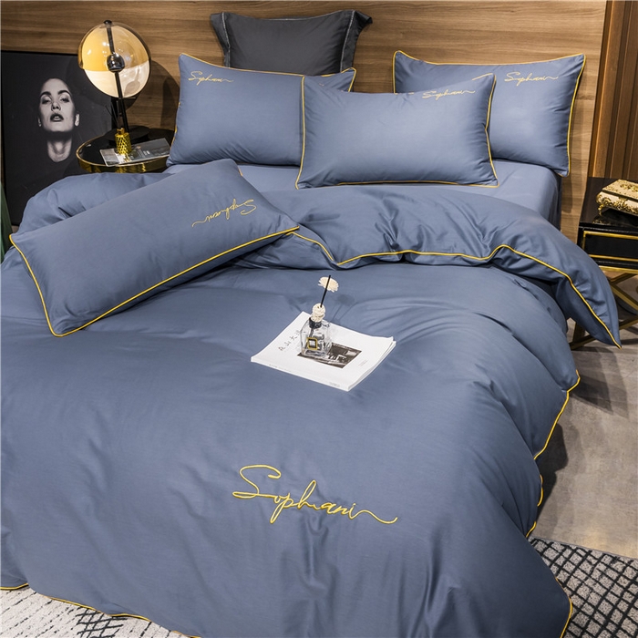 91家纺网 家纺一手货源 找家纺 小叮当家纺仓储工厂店 2025新款(热买家秀不断货)40s贡缎长绒棉纯棉字母款全棉四件套轻奢床上用品 皇家兰