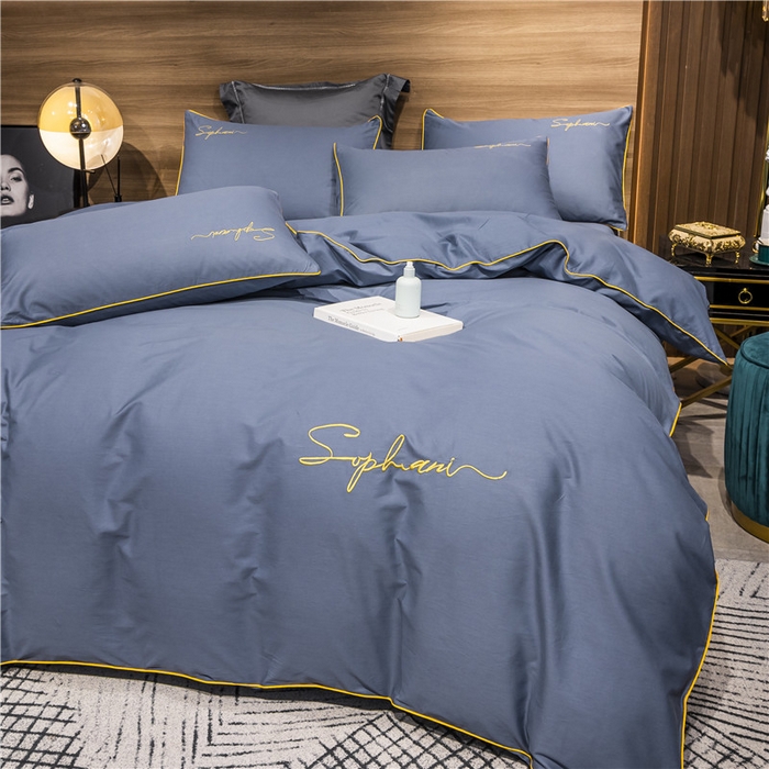 91家纺网 家纺一手货源 找家纺 小叮当家纺仓储工厂店 2025新款(热买家秀不断货)40s贡缎长绒棉纯棉字母款全棉四件套轻奢床上用品 皇家兰