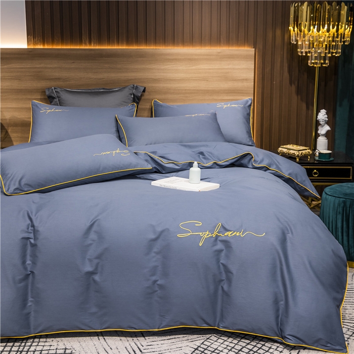 91家纺网 家纺一手货源 找家纺 小叮当家纺仓储工厂店 2025新款(热买家秀不断货)40s贡缎长绒棉纯棉字母款全棉四件套轻奢床上用品 皇家兰