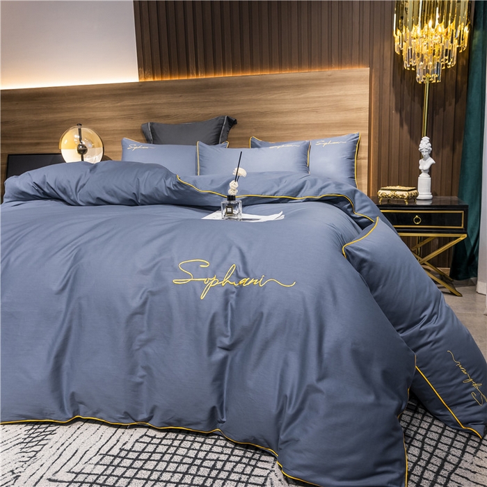 91家纺网 家纺一手货源 找家纺 小叮当家纺仓储工厂店 2025新款(热买家秀不断货)40s贡缎长绒棉纯棉字母款全棉四件套轻奢床上用品 皇家兰