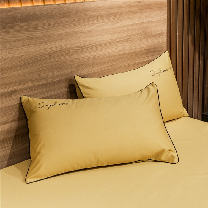 91家纺网 家纺一手货源 找家纺 小叮当家纺仓储工厂店 2025新款(热买家秀不断货)40s贡缎长绒棉纯棉字母款全棉四件套轻奢床上用品 金秋黄