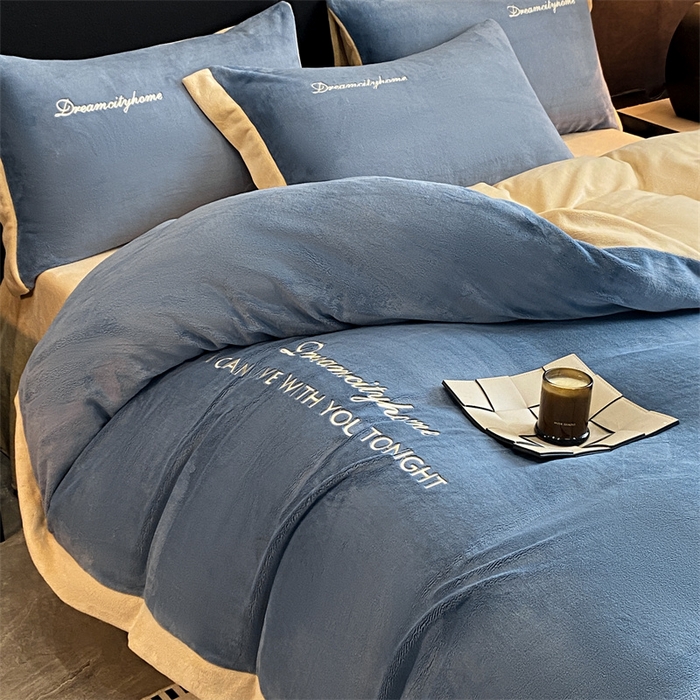 91家纺网 家纺一手货源 找家纺 （总）梦幻之城 2025新款牛奶绒刺绣四件套-安克斯绒B款