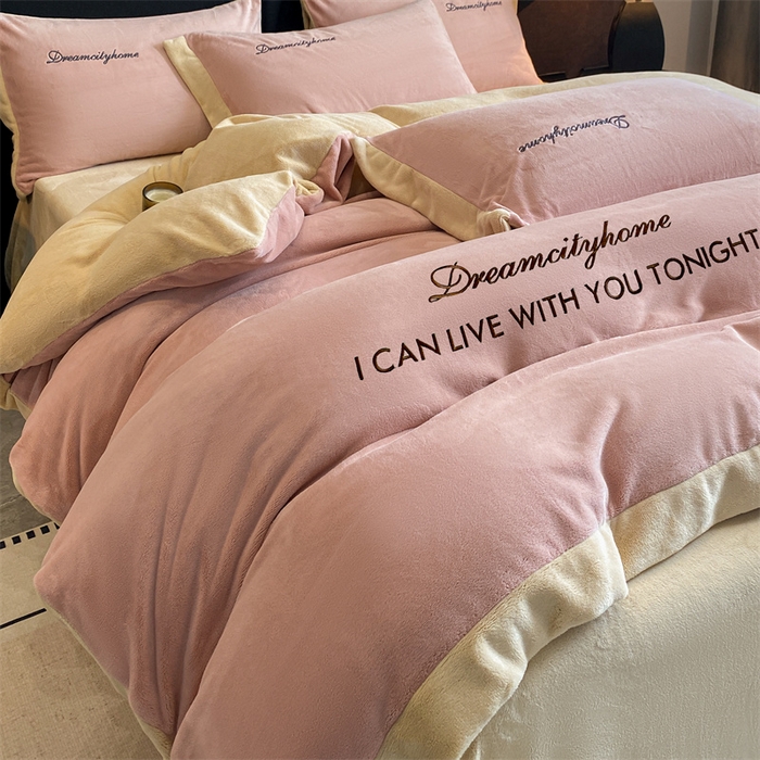 91家纺网 家纺一手货源 找家纺 （总）梦幻之城 2025新款牛奶绒刺绣四件套-安克斯绒B款