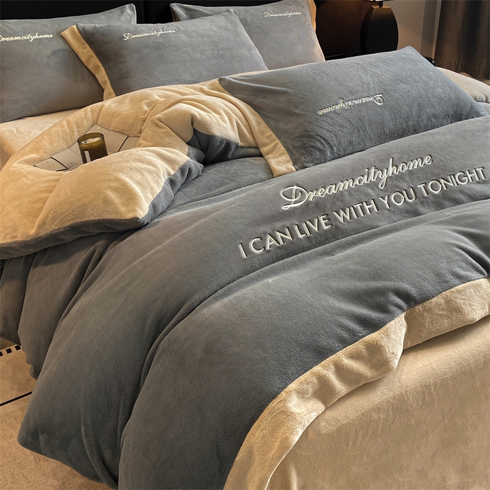 91家纺网 家纺一手货源 找家纺 （总）梦幻之城 2025新款牛奶绒刺绣四件套-安克斯绒B款