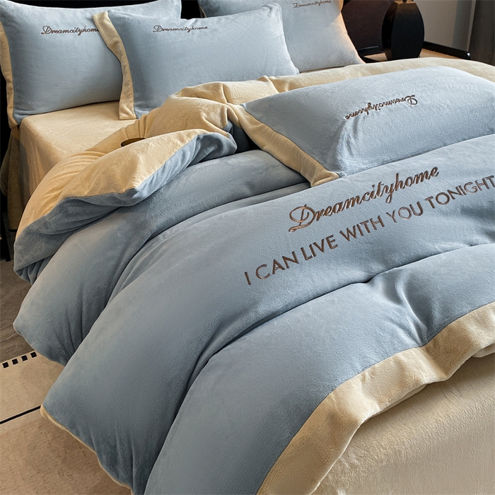 91家纺网 家纺一手货源 找家纺 （总）梦幻之城 2025新款牛奶绒刺绣四件套-安克斯绒B款