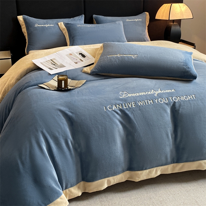 91家纺网 家纺一手货源 找家纺 （总）梦幻之城 2025新款牛奶绒刺绣四件套-安克斯绒B款