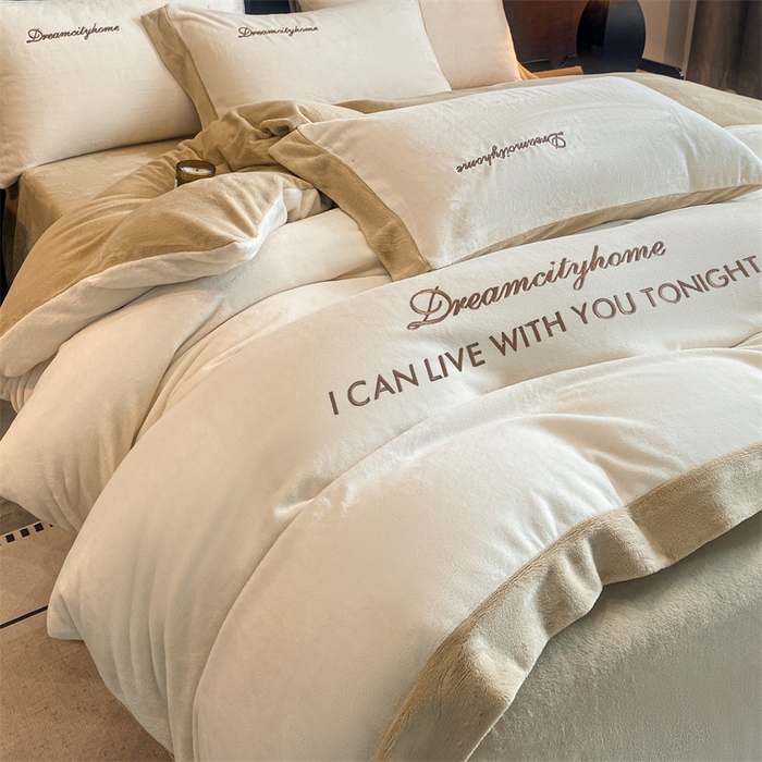 91家纺网 家纺一手货源 找家纺 （总）梦幻之城 2025新款牛奶绒刺绣四件套-安克斯绒B款