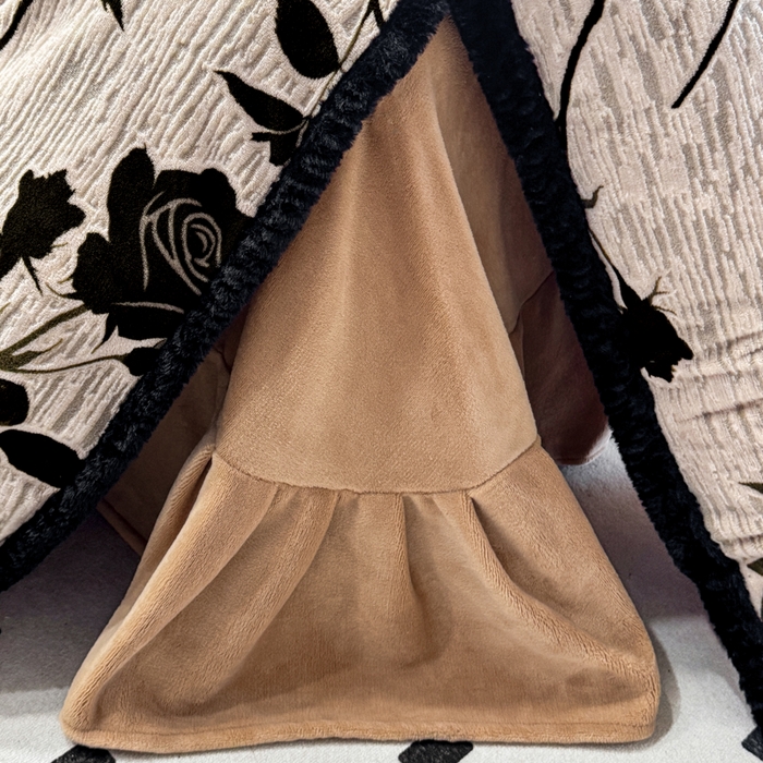 91家纺网 家纺一手货源 找家纺 诺梵家纺 2025新款兔毛绒包边 雕花绒四件套 花魅-米