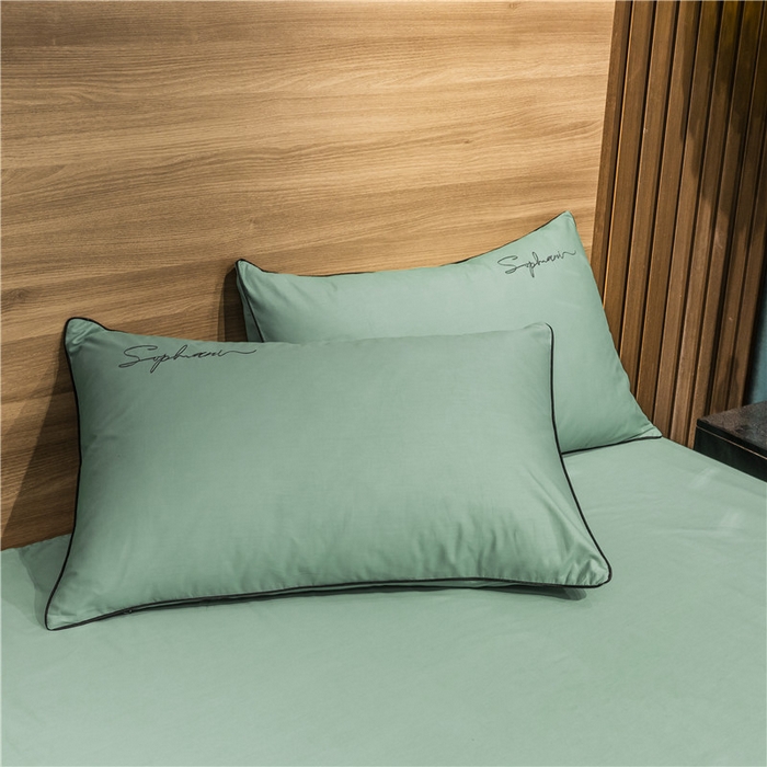 91家纺网 家纺一手货源 找家纺 小叮当家纺仓储工厂店 2025新款(热买家秀不断货)40s贡缎长绒棉纯棉字母款全棉四件套轻奢床上用品 抹茶绿