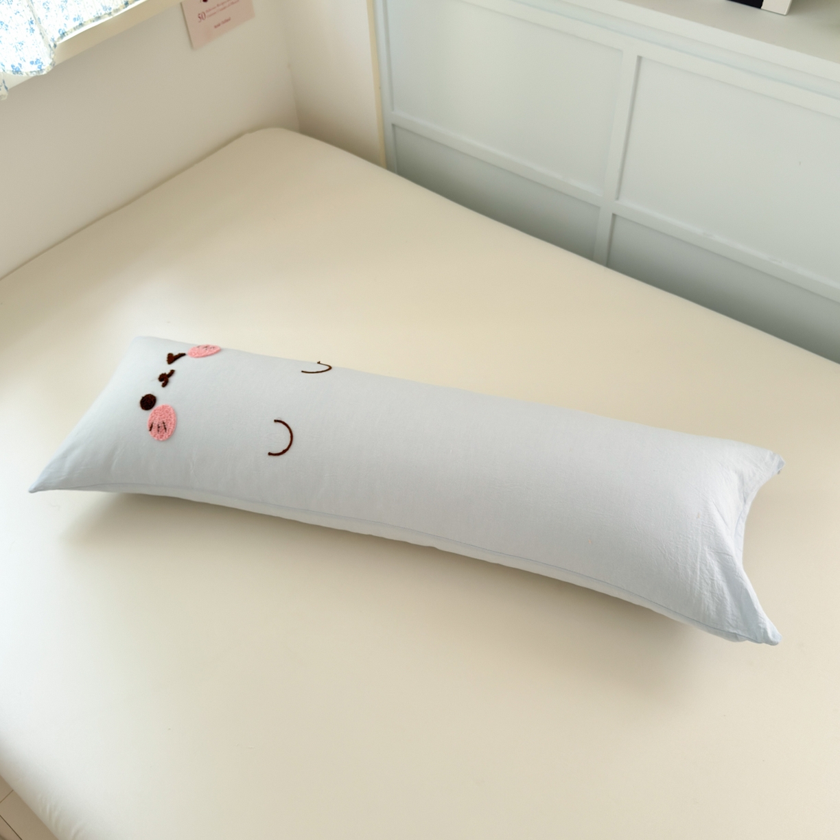 丽涵家纺 2025新款可爱抱抱喵抱枕侧睡抱枕夹腿靠枕 抱抱喵-绮梦蓝