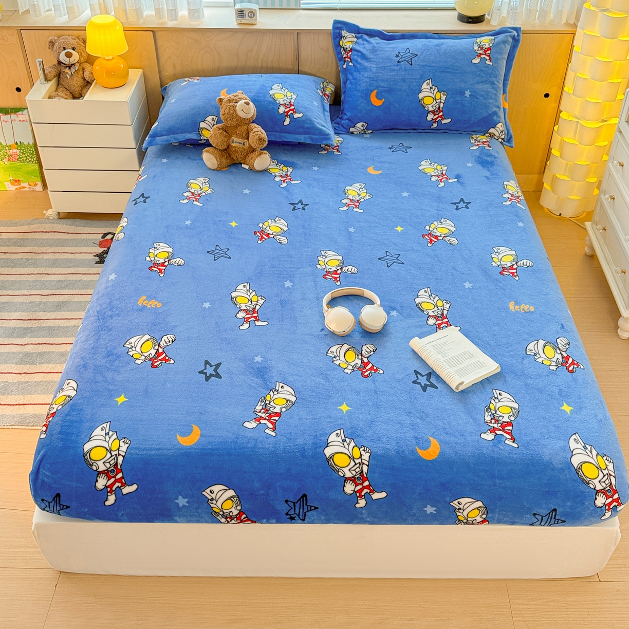 91家纺网 家纺一手货源 找家纺 （总）名兮-2025经典奥特曼-三丽鸥高克重印花牛奶绒床笠