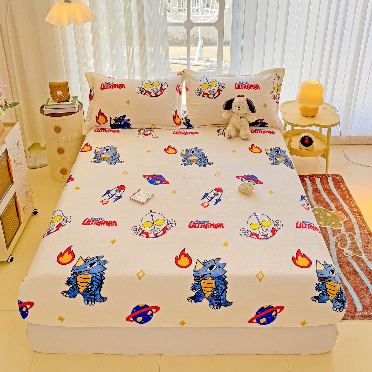 91家纺网 家纺一手货源 找家纺 （总）名兮-2025经典奥特曼-三丽鸥高克重印花牛奶绒床笠