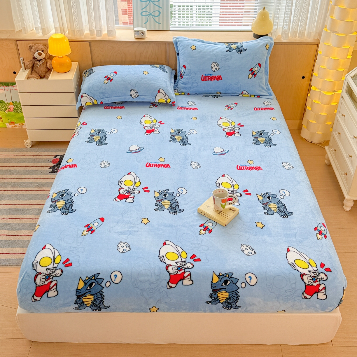 91家纺网 家纺一手货源 找家纺 （总）名兮-2025经典奥特曼-三丽鸥高克重印花牛奶绒床笠