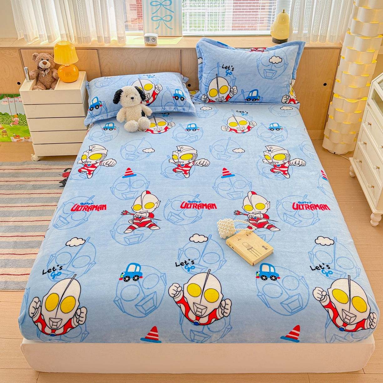 91家纺网 家纺一手货源 找家纺 （总）名兮-2025经典奥特曼-三丽鸥高克重印花牛奶绒床笠