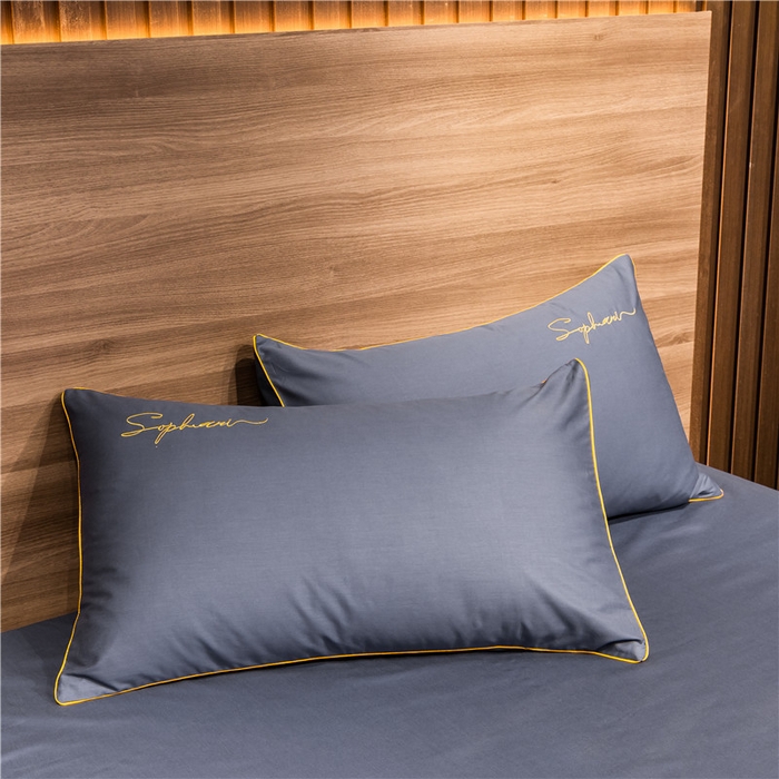 91家纺网 家纺一手货源 找家纺 小叮当家纺仓储工厂店 2025新款(热买家秀不断货)40s贡缎长绒棉纯棉字母款全棉四件套轻奢床上用品 葡萄紫