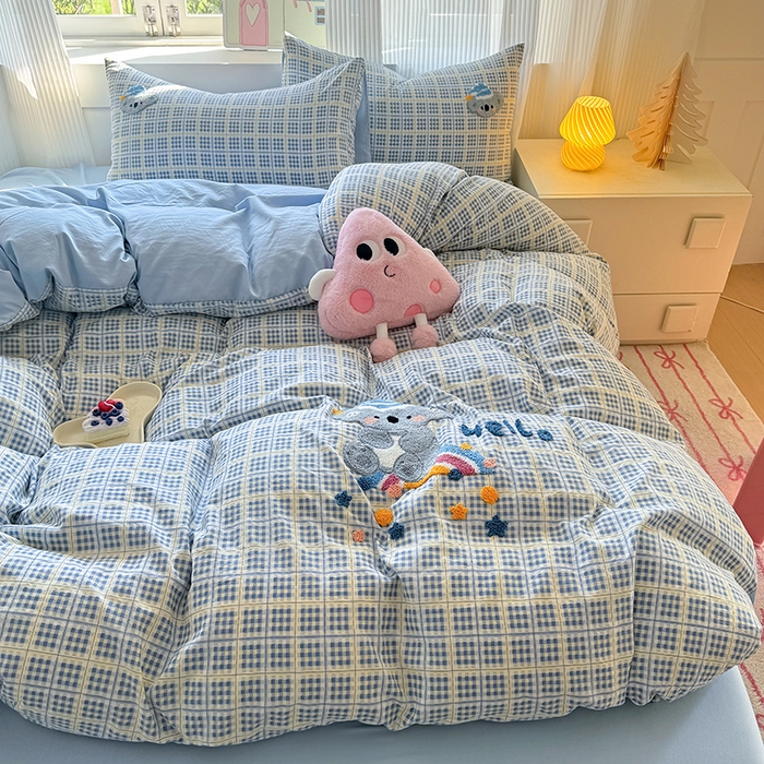 91家纺网 家纺一手货源 找家纺 （总）沃朴家居 2025新款萌趣水洗棉毛巾绣四件套