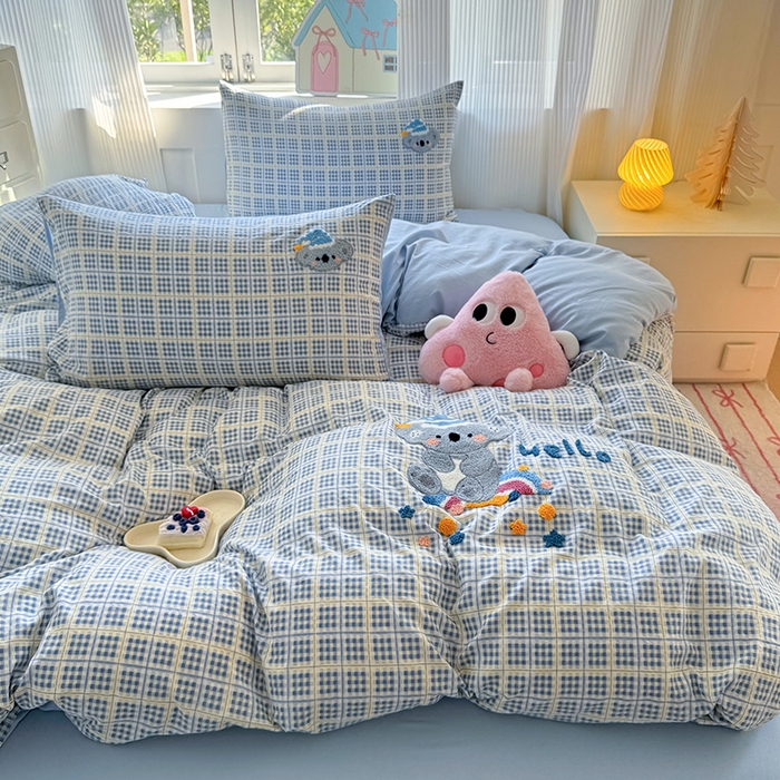 91家纺网 家纺一手货源 找家纺 （总）沃朴家居 2025新款萌趣水洗棉毛巾绣四件套