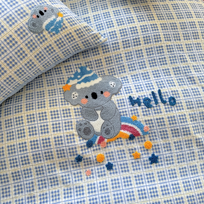 91家纺网 家纺一手货源 找家纺 （总）沃朴家居 2025新款萌趣水洗棉毛巾绣四件套