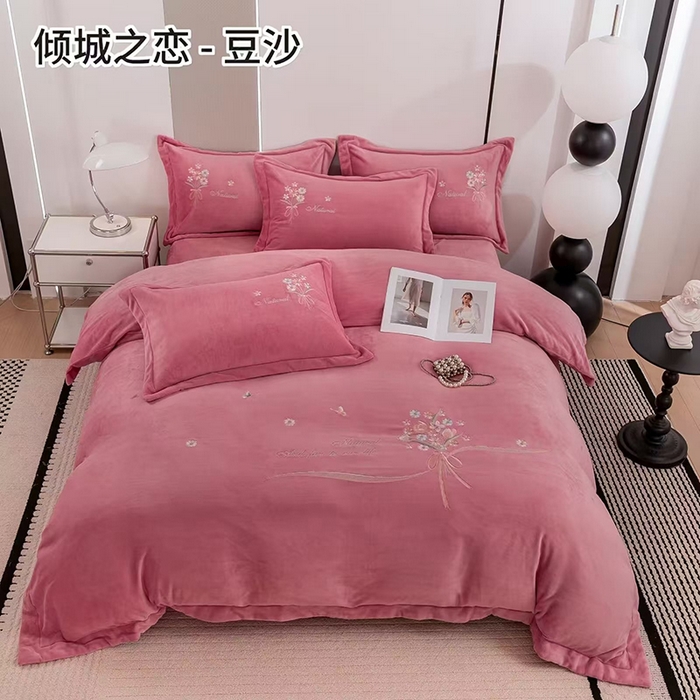 91家纺网 家纺一手货源 找家纺 （总）绒博士 2025新款220g高克重博士绒秋冬保暖四件套--倾城之恋