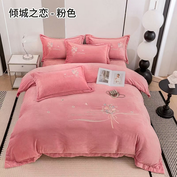 91家纺网 家纺一手货源 找家纺 （总）绒博士 2025新款220g高克重博士绒秋冬保暖四件套--倾城之恋