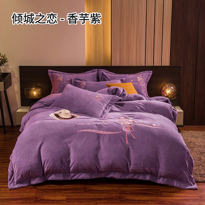 91家纺网 家纺一手货源 找家纺 （总）绒博士 2025新款220g高克重博士绒秋冬保暖四件套--倾城之恋