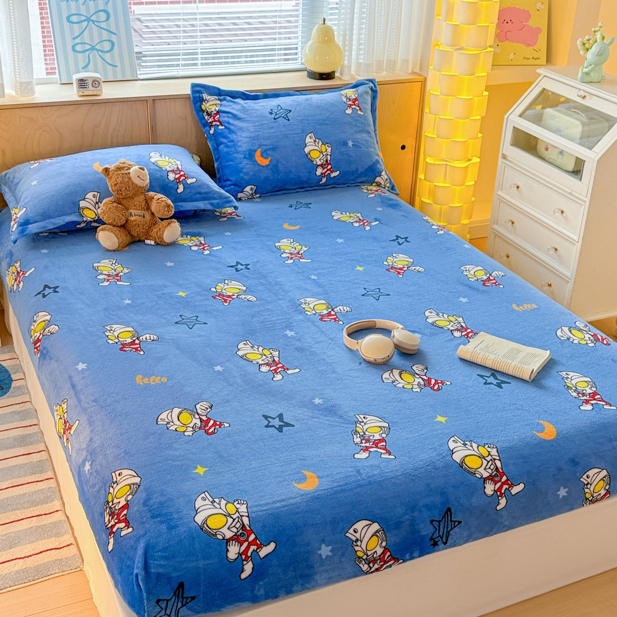 91家纺网 家纺一手货源 找家纺 （总）名兮-2025经典奥特曼-三丽鸥高克重印花牛奶绒床笠