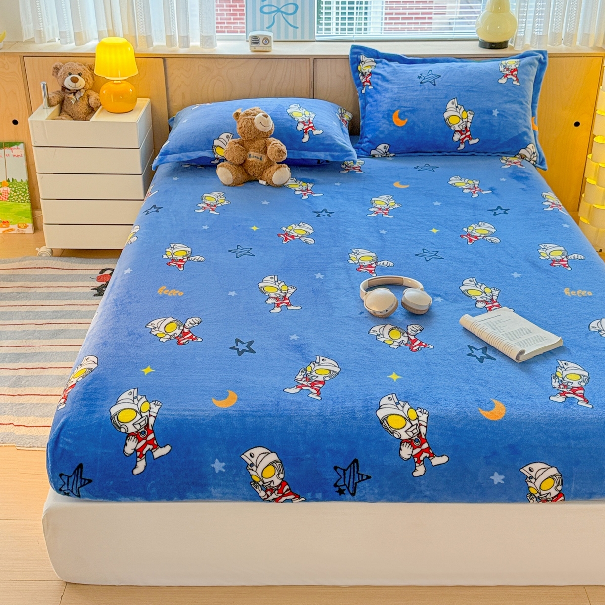 91家纺网 家纺一手货源 找家纺 （总）名兮-2025经典奥特曼-三丽鸥高克重印花牛奶绒床笠