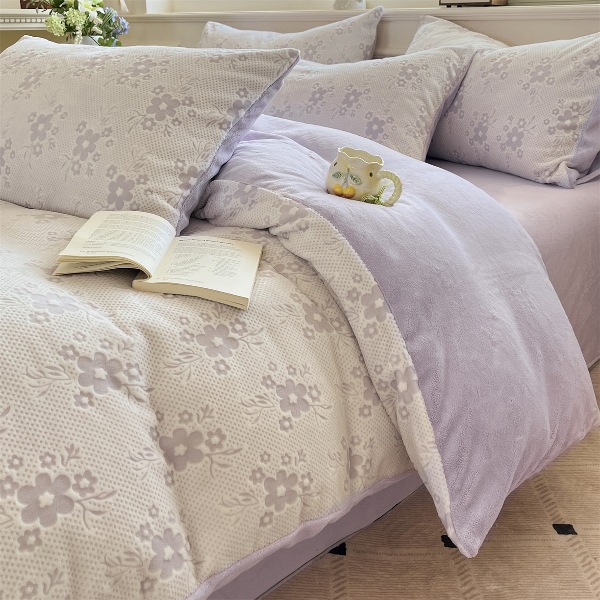 91家纺网 家纺一手货源 找家纺 （总）梦幻之城 2025新款雕花绒牛奶绒系列四件套-花琦