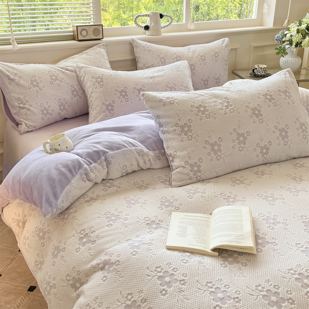 91家纺网 家纺一手货源 找家纺 （总）梦幻之城 2025新款雕花绒牛奶绒系列四件套-花琦