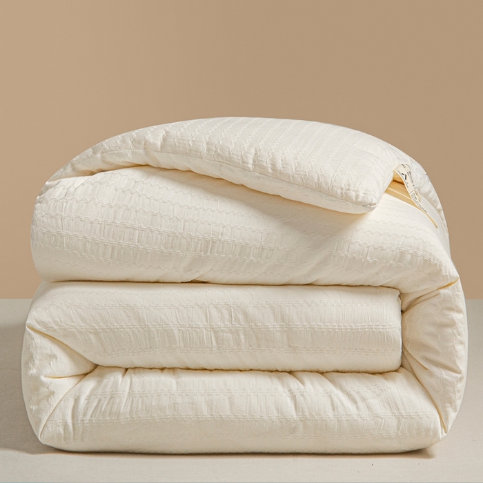 91家纺网 家纺一手货源 找家纺 （总）一加一 2025新款A类全棉原棉提花大豆被被子被芯,琉璃-米白,棋盘格-米白