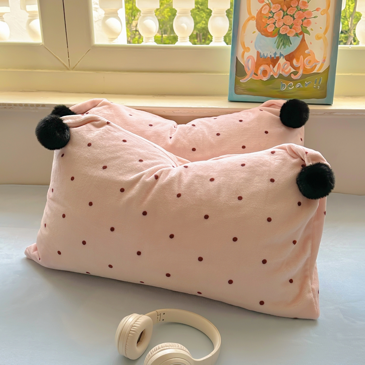 91家纺网 家纺一手货源 找家纺 （总）丽涵家纺 2025秋冬新品混搭波点牛奶绒四件套三件套-拍摄风格二