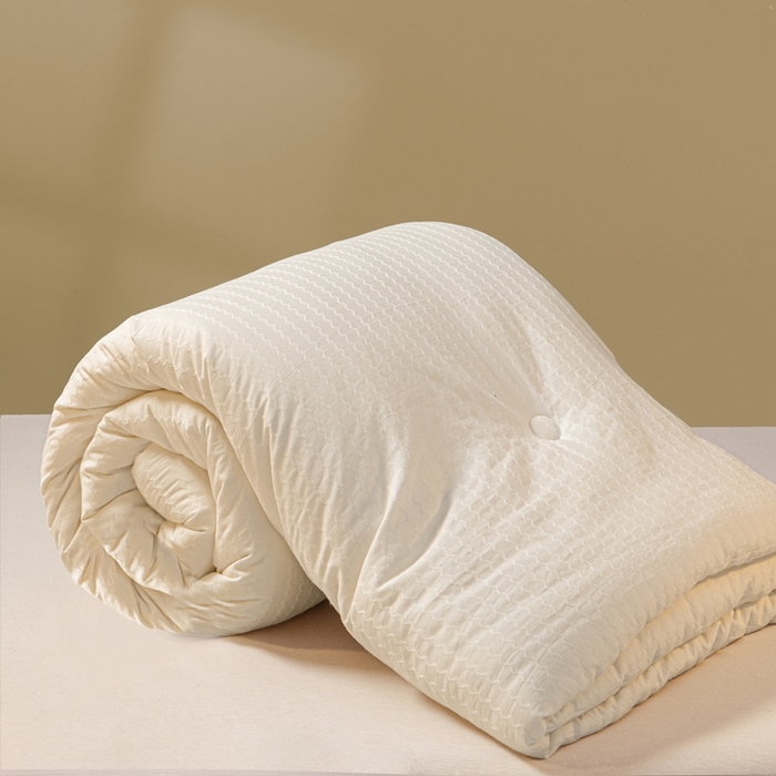 91家纺网 家纺一手货源 找家纺 一加一 2025新款A类全棉原棉提花大豆被被子被芯 琉璃-米白