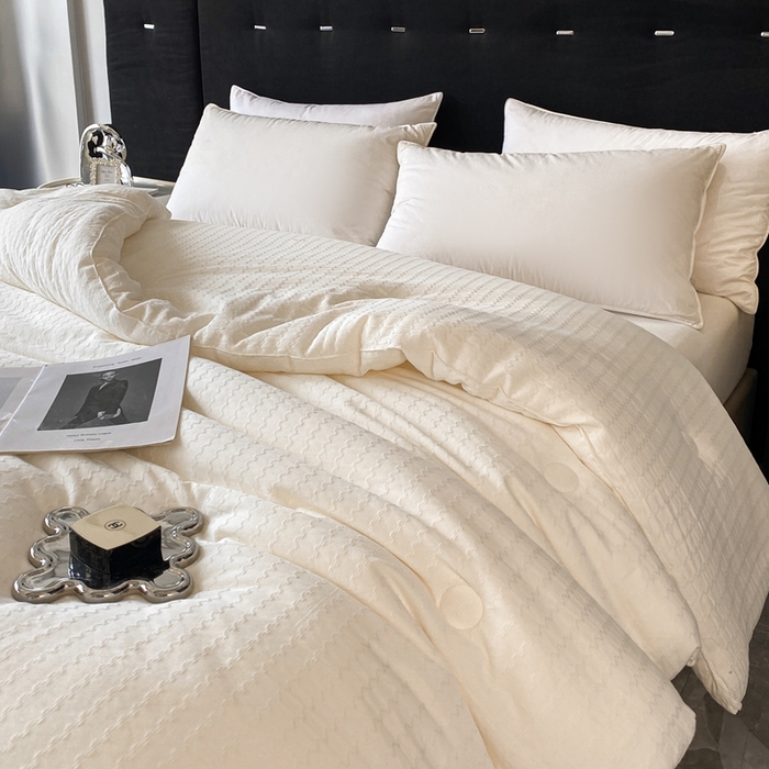 91家纺网 家纺一手货源 找家纺 一加一 2025新款A类全棉原棉提花大豆被被子被芯 琉璃-米白